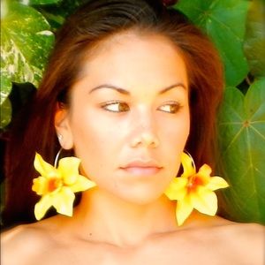 Orchid Earrings Gold Hoop